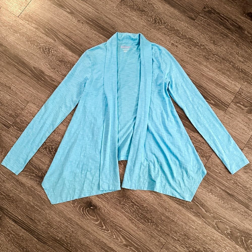 Lilly Pulitzer 100% Pima cotton open draped front cardigan new